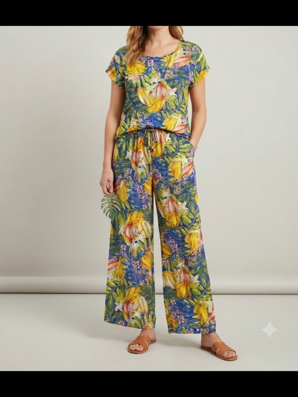 ​Stunning Tropical Fruit Print Set: 100% Rayon, Lightweight & Chic
